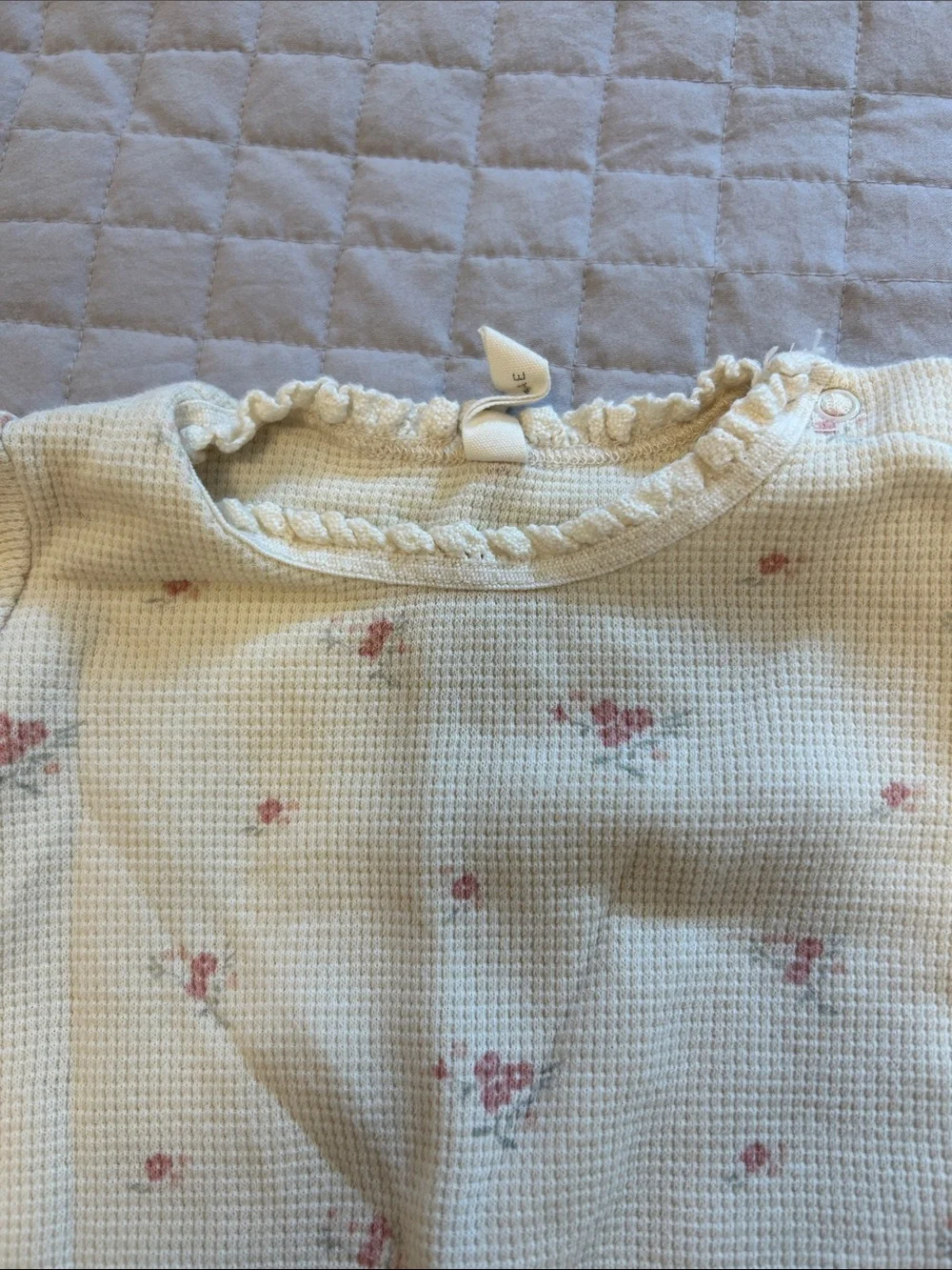 Quincy Mae Cream Floral Long Sleeve Bodysuit with Bloomers